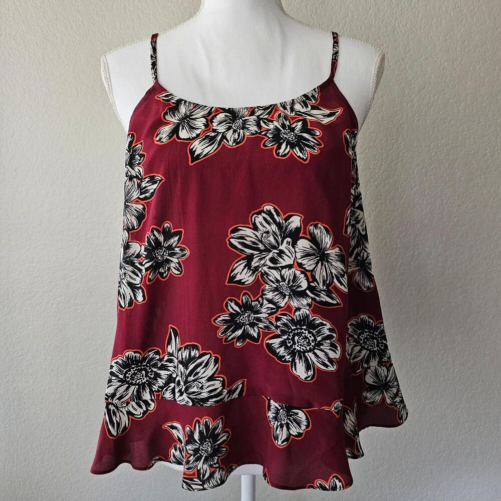 Anthropologie 100% Silk Floral Boho Tank Top Size 4